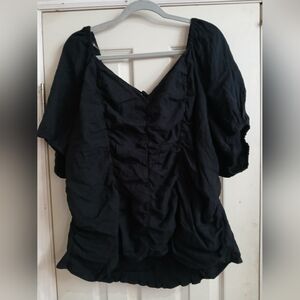 Ava & Viv Women's Plus Size Puff Short Sleeve Blouse Black Size 3X Goth Whimsy